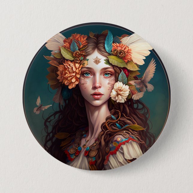Fairy Girl Fantasy Art Button (Vorderseite)