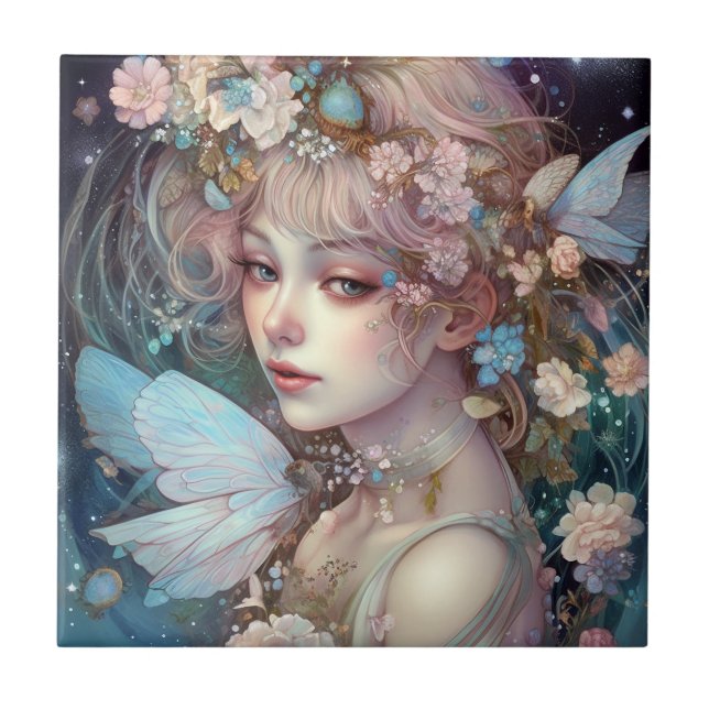 Fairy Girl Fantasy Art Fliese (Vorderseite)