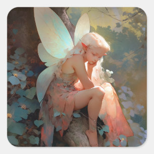 Fairy Girl Fantasy Art Quadratischer Aufkleber
