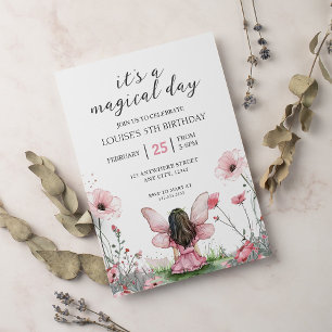 Fairy Girl Garden Pink Geburtstag Einladung