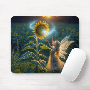 Fairy Girl Gießen eines Zaubers auf einer Sonnenbl Mousepad