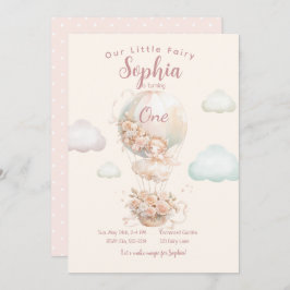 Fairy Girl Hot Air Ballon Erster Geburtstag Einladung
