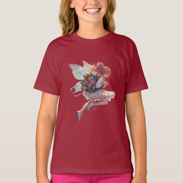 Fairy Girl Ready for School Girl's T-Shirt (Vorderseite)