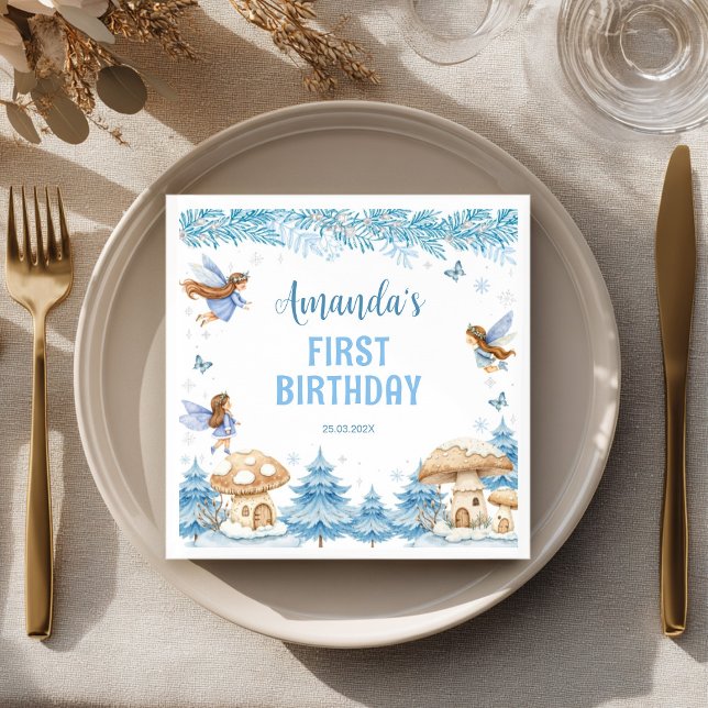 Fairy Girl Winter Garden Geburtstag Napkins Serviette (Von Creator hochgeladen)