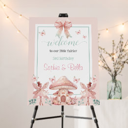 Fairy Girls Mushroom House Ribbon Twins Geburtstag
