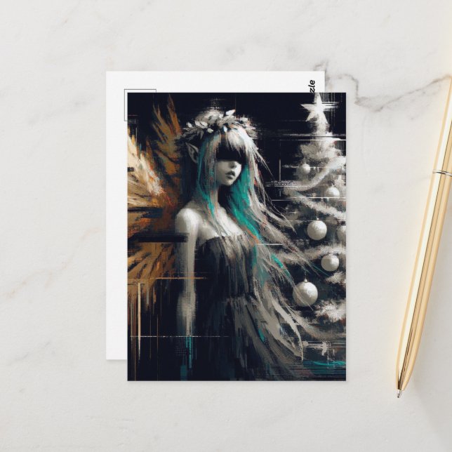 Fairy Glitch Christmas Postkarte (Vorderseite/Rückseite Beispiel)