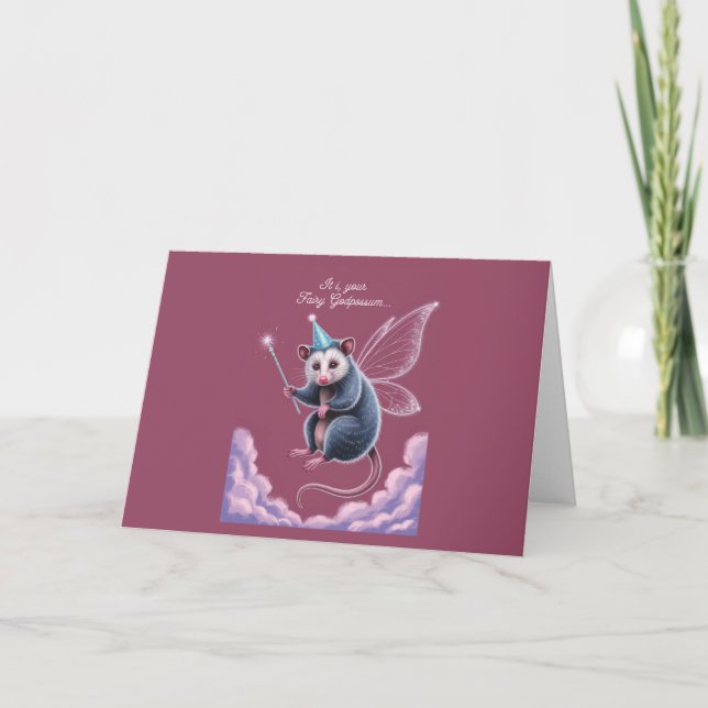 Fairy GodPossum Happy Birthday Einladung (Vorderseite)