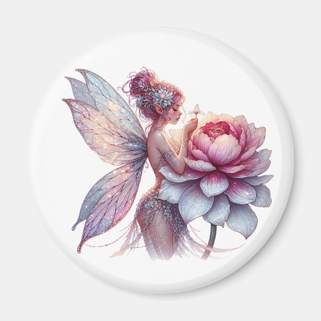 Fairy hält eine übergroße Blume Magnet (Vorne)