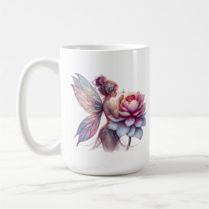 Fairy hält eine übergroße Blume Personalisiert Kaffeetasse