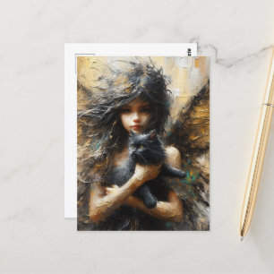 Fairy Holding a Niedlich Kitten Postkarte