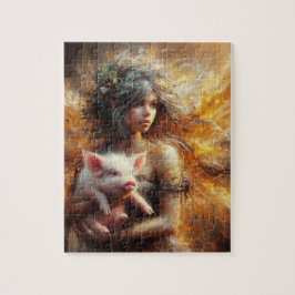 Fairy Holding a Young Pig Puzzle