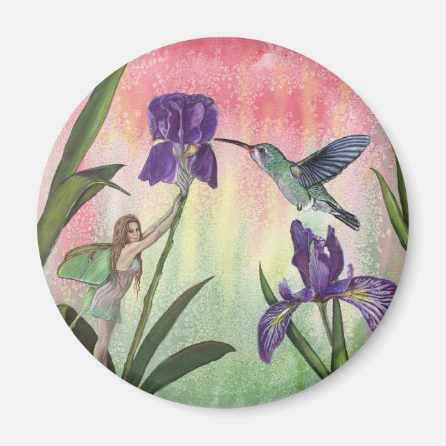 Fairy Hummingbird Iris Magnet (Vorne)