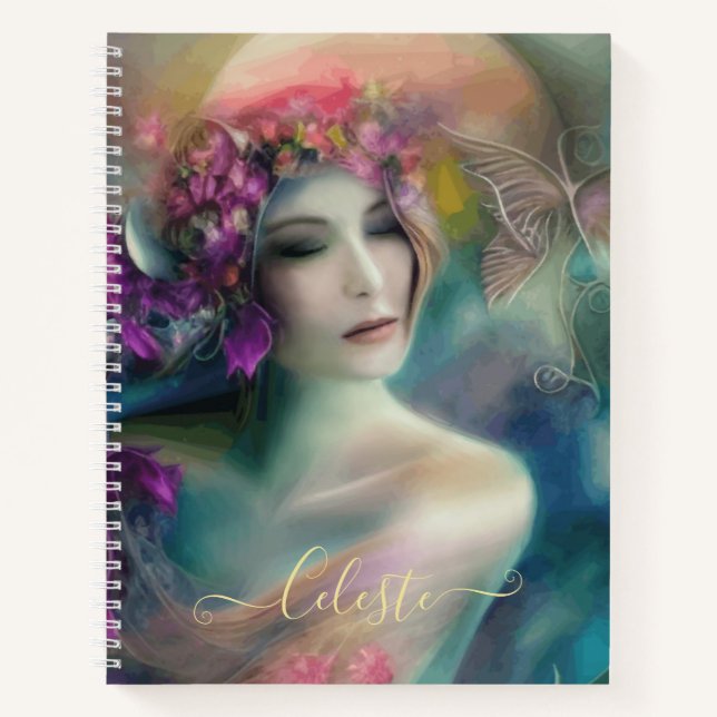 Fairy im Blumengarten Wasserfarbe Notizbuch (Vorderseite)