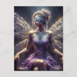 Fairy in einer Augenbinde auf ihrem Thron Postkarte