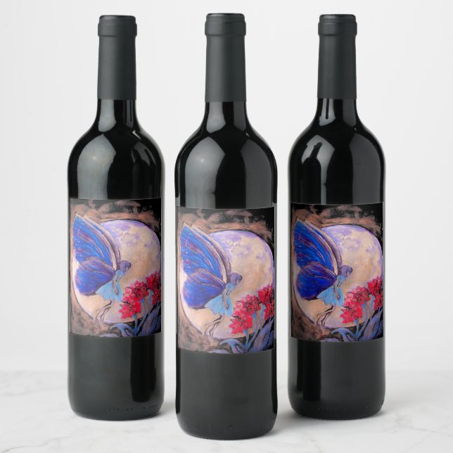 Fairy in Moonlight Food oder Wine Label Set Weinetikett (Flaschen)
