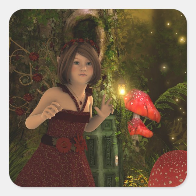 Fairy in Red Dress Sticker (Vorderseite)
