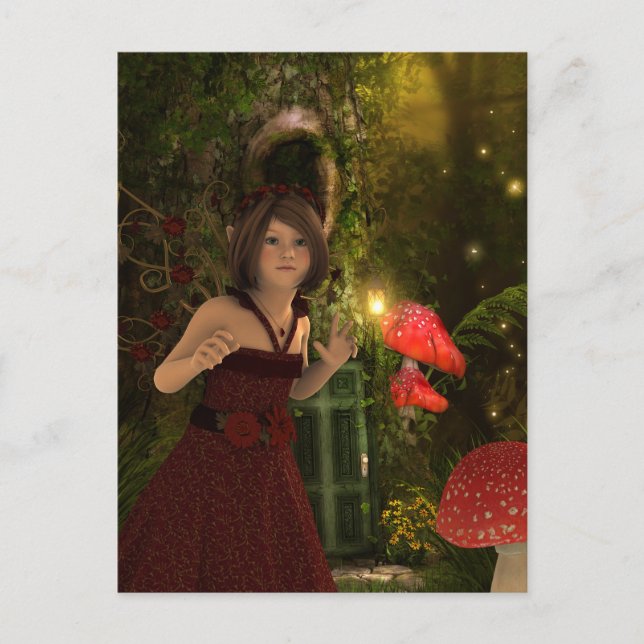 Fairy in Red Postcard Postkarte (Vorderseite)