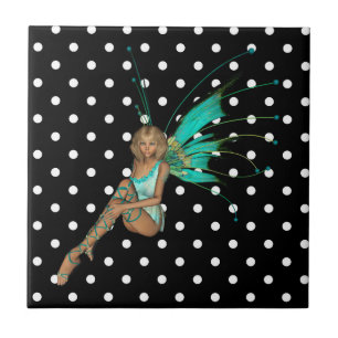 Fairy in türkisfarbenen Punkten Fliese