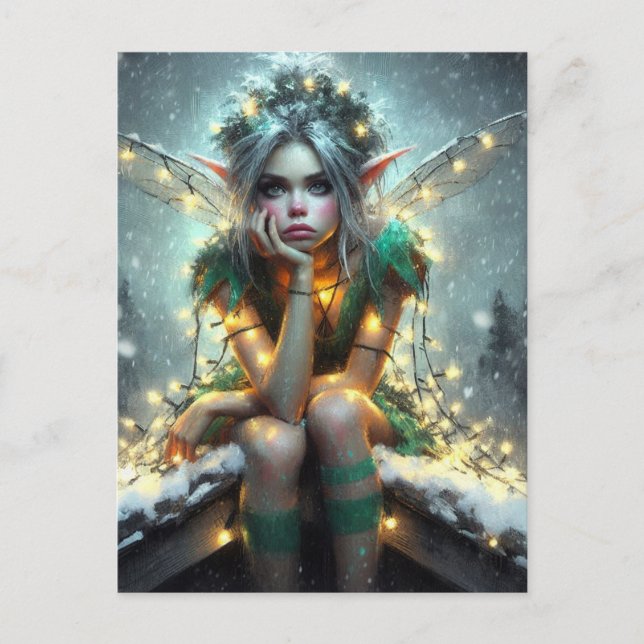 Fairy in Weihnachtslicht ummantelt Postkarte (Vorderseite)