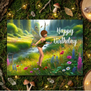Fairy in Wildblume Garden Geburtstag Postkarte