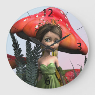 Fairy in Woodland Große Wanduhr