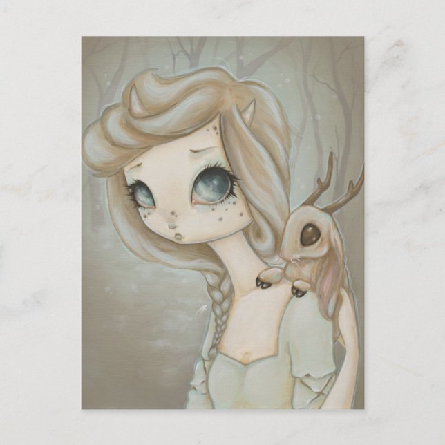 Fairy Jackalope - Fantasy Fee Art Postcard Postkarte (Vorderseite)