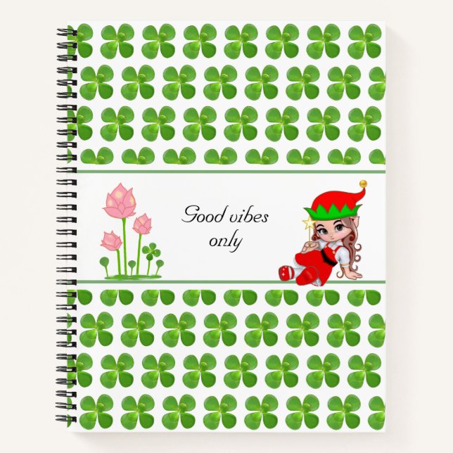 Fairy & Jade Tree Green Blätter Notebook Notizbuch (Vorderseite)