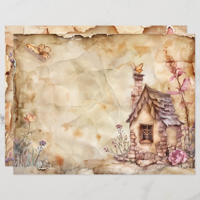 Fairy Junk Journal Scrapbook Paper (Vorne/Hinten)