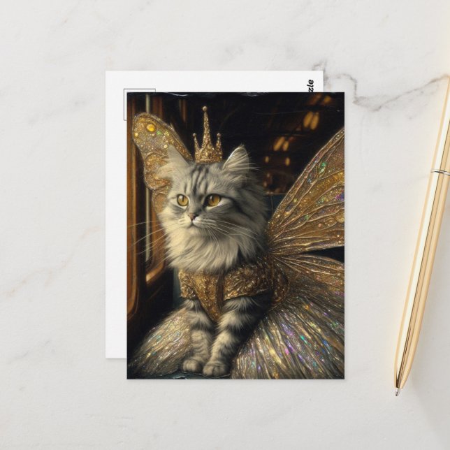 Fairy Katze im Zug Postkarte (Vorderseite/Rückseite Beispiel)