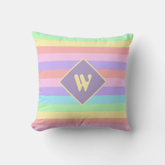 Fairy Kei Pastell Regenbogen gestreifte Monogramm Kissen