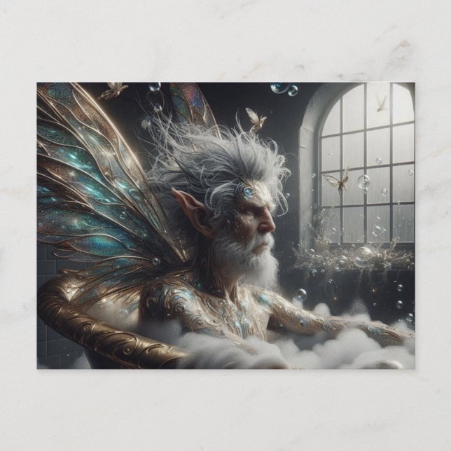 Fairy King nimmt ein Bad in Gold Tube Postkarte (Vorderseite)