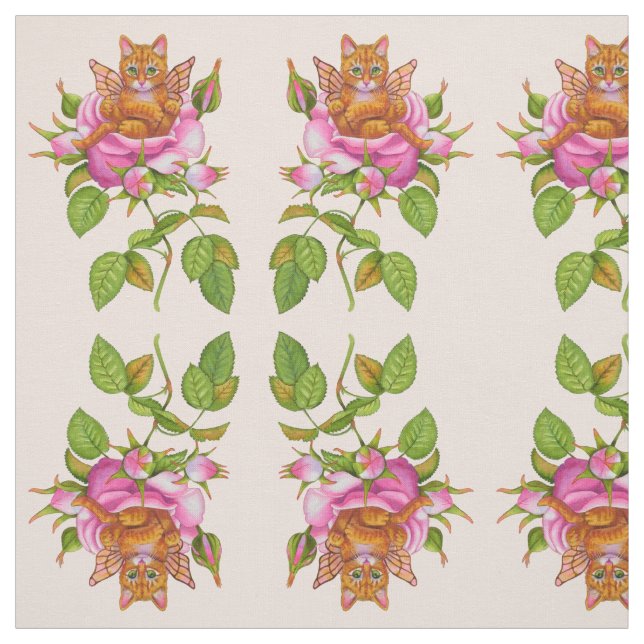 Fairy Kitten Ruhen in Rose Stoff (Muster)