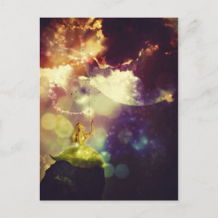 Fairy kommt vom Mond zu einer Prinzessin Postkarte