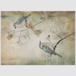 Fairy Land Spring Forest Gray Birds Seidenpapier