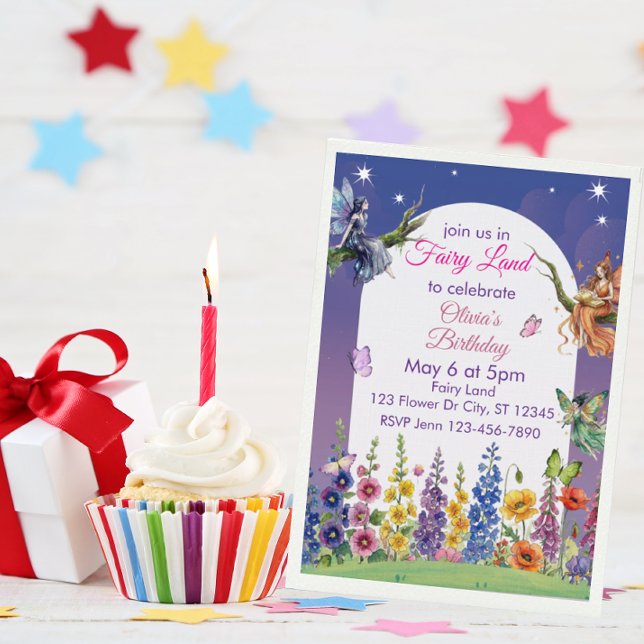 Fairy Land with Flowers and Butterflies Birthday  Einladung (Von Creator hochgeladen)