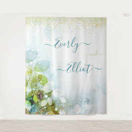Fairy Lights Blue Green Wedding Tapestry Wandteppich