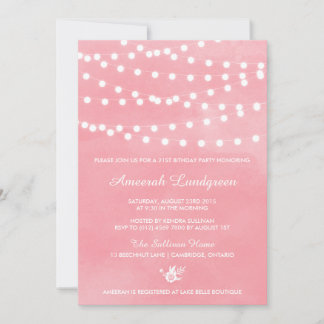 Fairy Lights Pink Geburtstagsparty Einladung