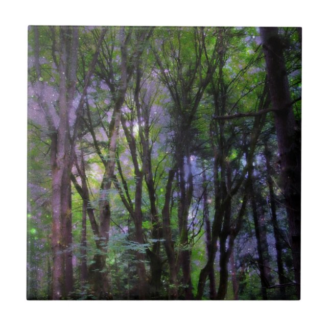 Fairy Lights Surreal Forest Fliese (Vorderseite)