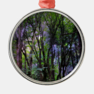 Fairy Lights Surreal Forest Silbernes Ornament