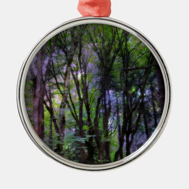 Fairy Lights Surreal Forest Silbernes Ornament (Vorne)