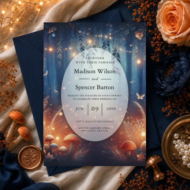 Fairy Lights und Moonlit Forest Magic Wedding Einladung (Von Creator hochgeladen)