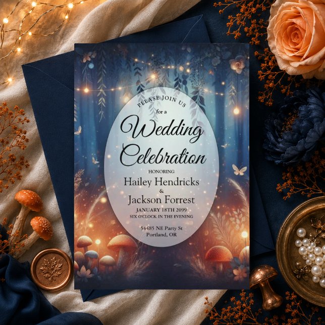 Fairy Lights und Moonlit Forest Magic Wedding Einladung (Von Creator hochgeladen)