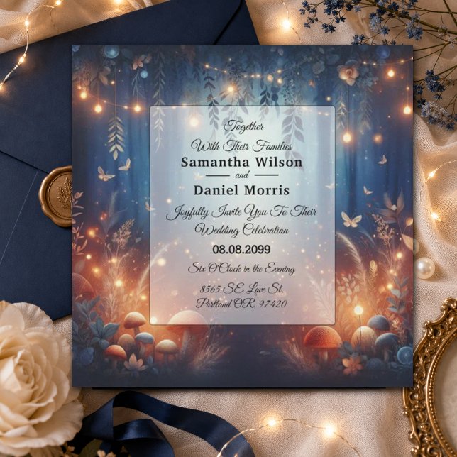 Fairy Lights und Moonlit Forest Magic Wedding Einladung (Von Creator hochgeladen)