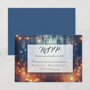 Fairy Lights und Moonlit Forest Magic Wedding RSVP Karte