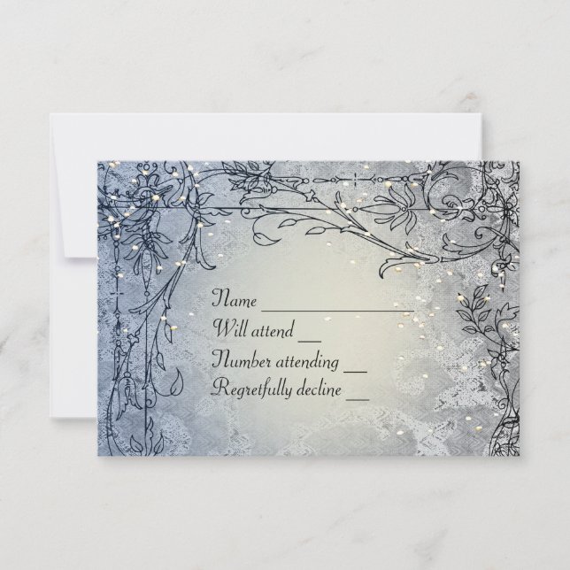 Fairy Lights Whimsy Blue UAWG RSVP Karte (Vorderseite)