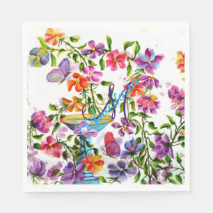 FAIRY-like FLOWER GARDEN MONOGRAM PARTY Serviette