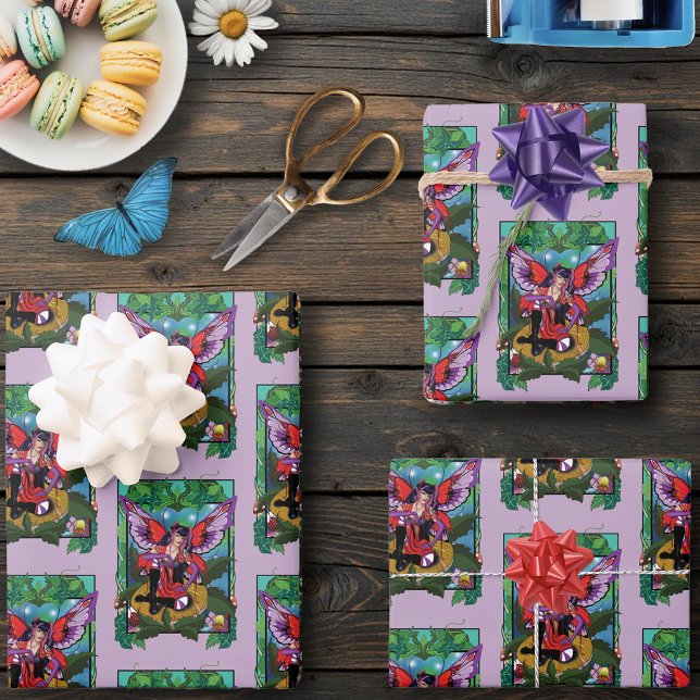 Fairy Lila Red Mushroom Gothic Geschenkpapier Set (Von Creator hochgeladen)
