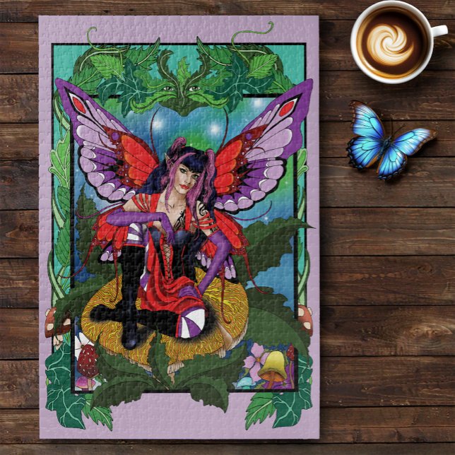 Fairy Lila Red Mushroom Gothic Puzzle (Von Creator hochgeladen)