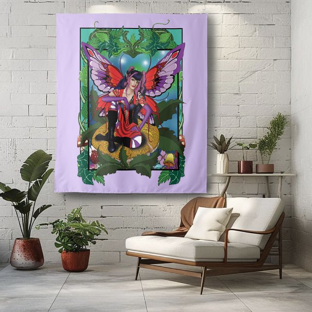 Fairy Lila Red Mushroom Gothic Wandteppich (Von Creator hochgeladen)
