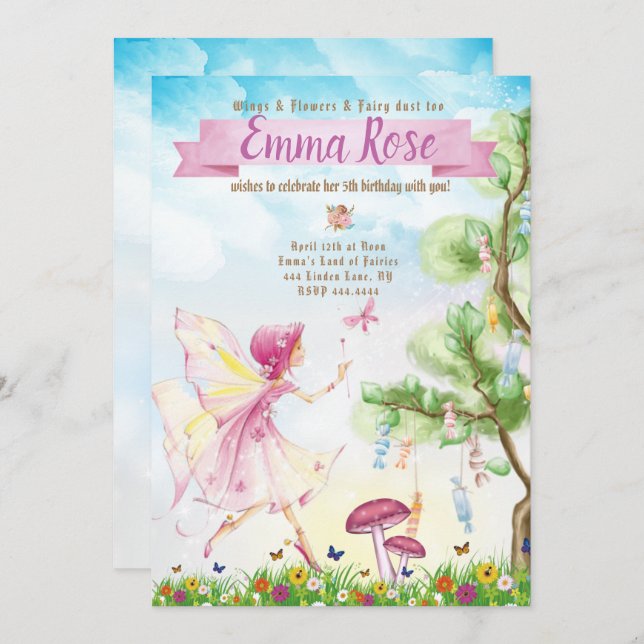 Fairy Magic Birthday Party Einladung (Vorne/Hinten)